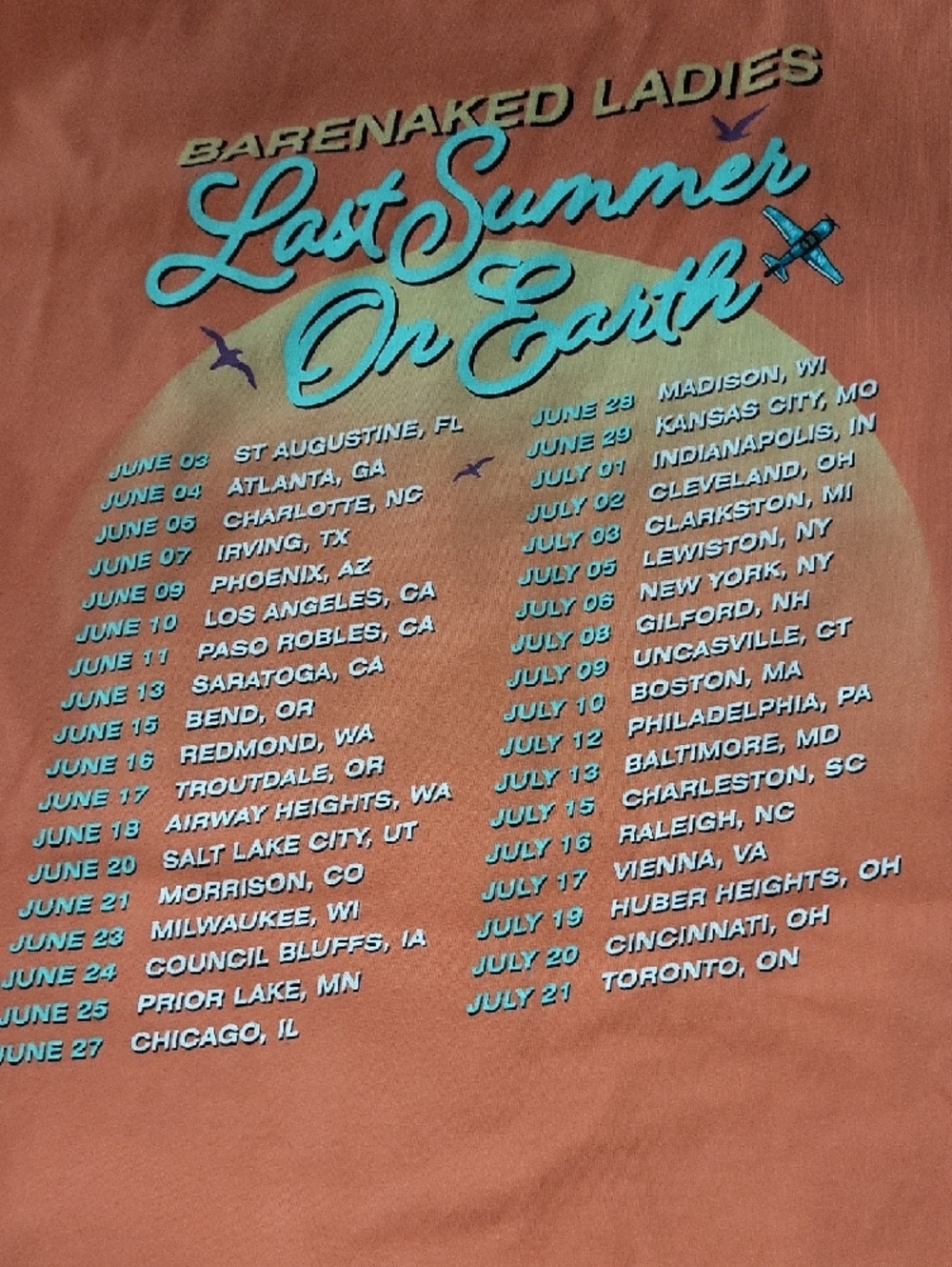 Bella+Canvas XL Bare Naked Ladies Soft Coral Crewneck Concert T-Shirt - Picture 7 of 13